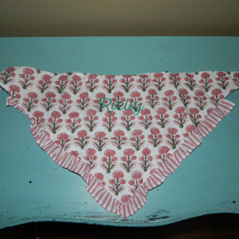 Mark & Graham Ruffle Dog Bandana Pink Block "Rielly" Sz L/XL (BB-21)